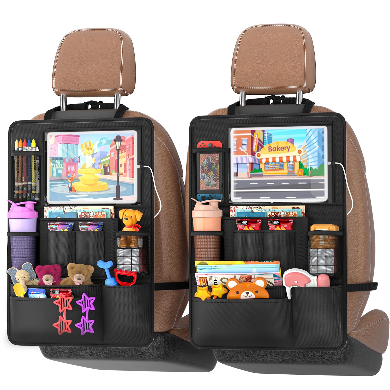 Backseat Car Organizer with Storage Pockets & Kick Mat