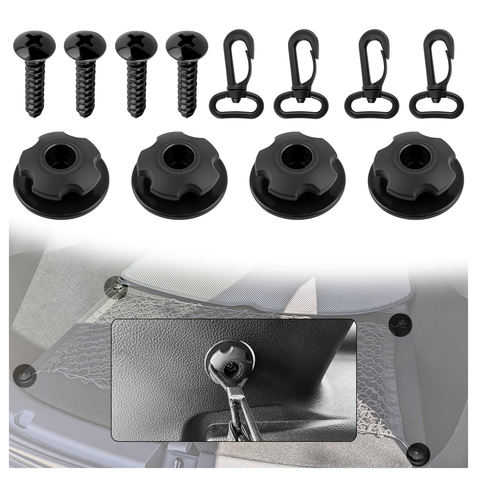 8-Piece Elastic Cargo Net Hook Kit for SUVs & Cars
