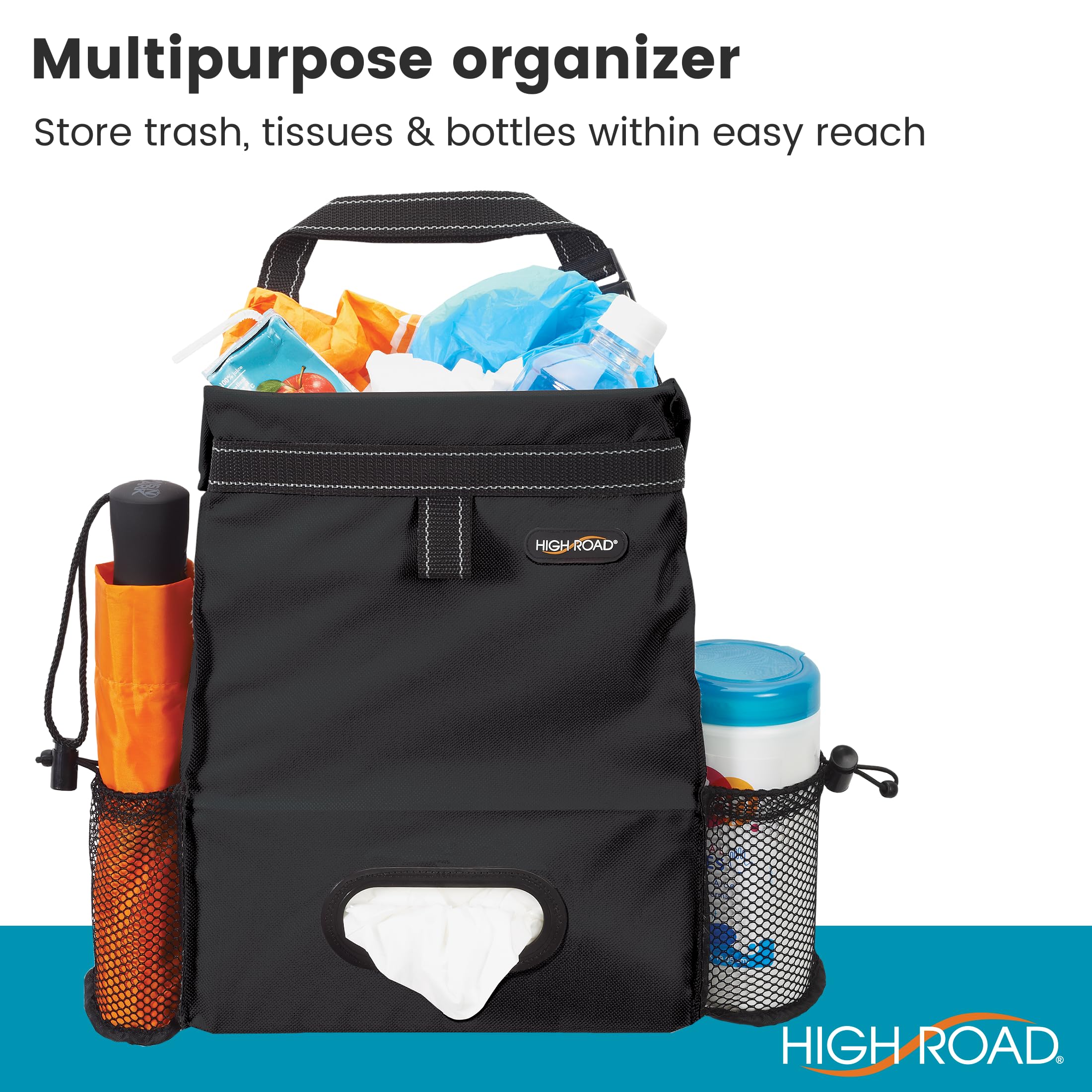 2-Gallon Car Organizer with Trash Bin & Tissue Holder