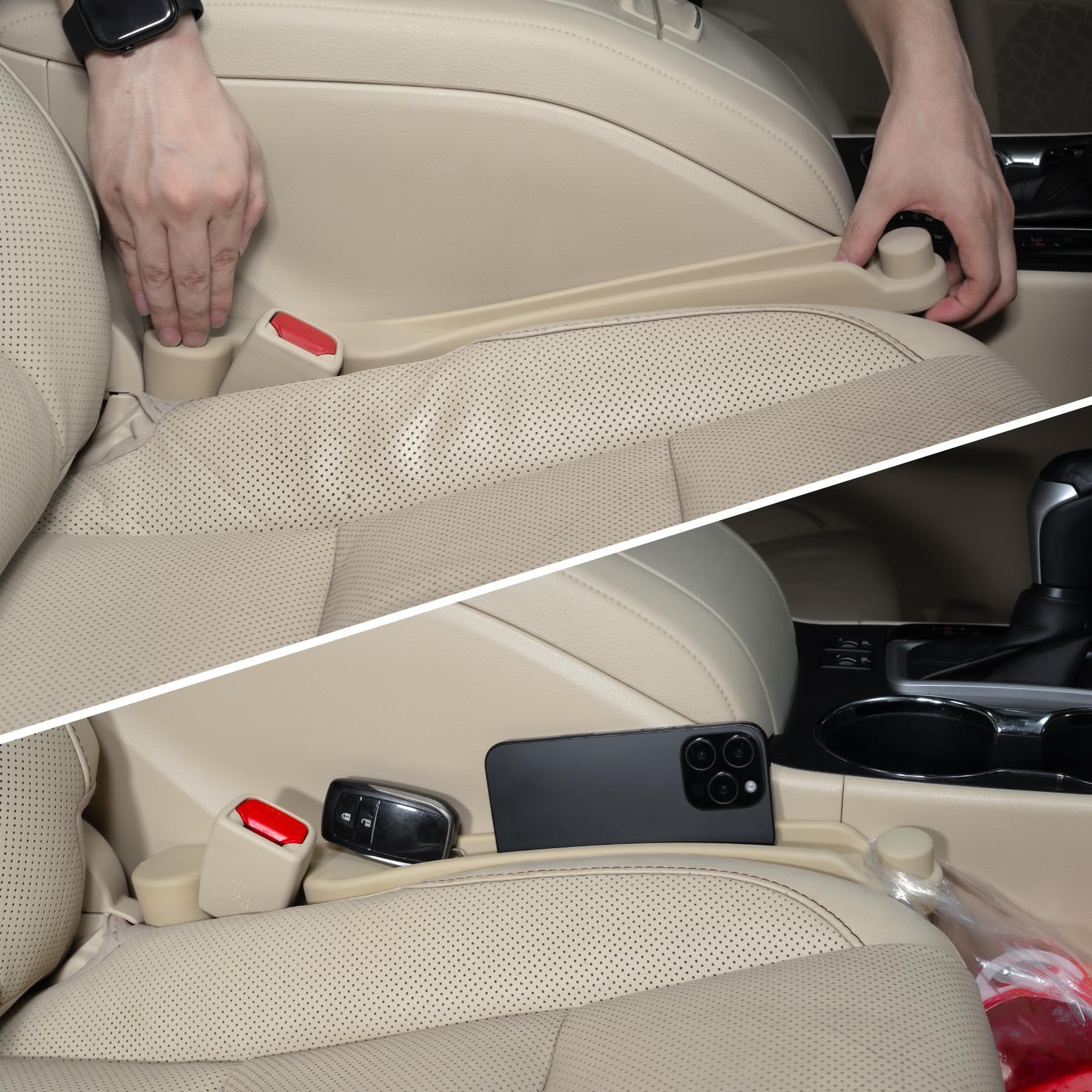 2-Pack 3-in-1 Car Seat Gap Fillers with Organizer & Hook