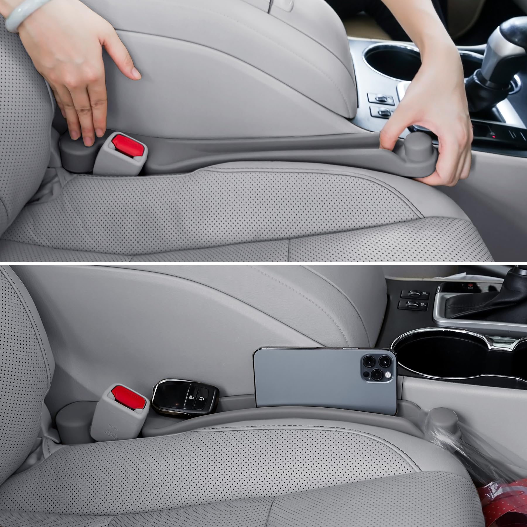 2-Pack 3-in-1 Car Seat Gap Fillers with Organizer & Hook