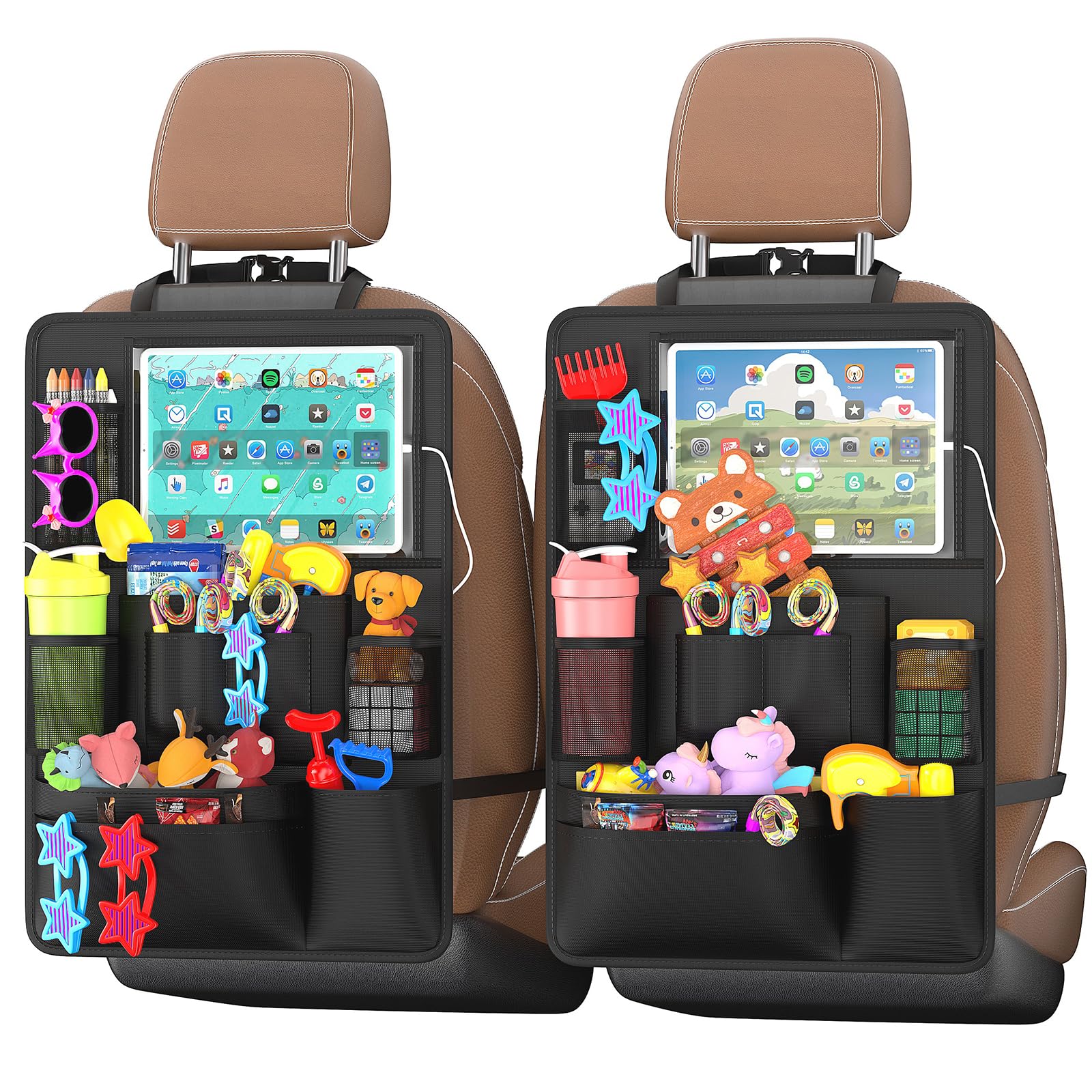 Backseat Car Organizer with Storage Pockets & Kick Mat