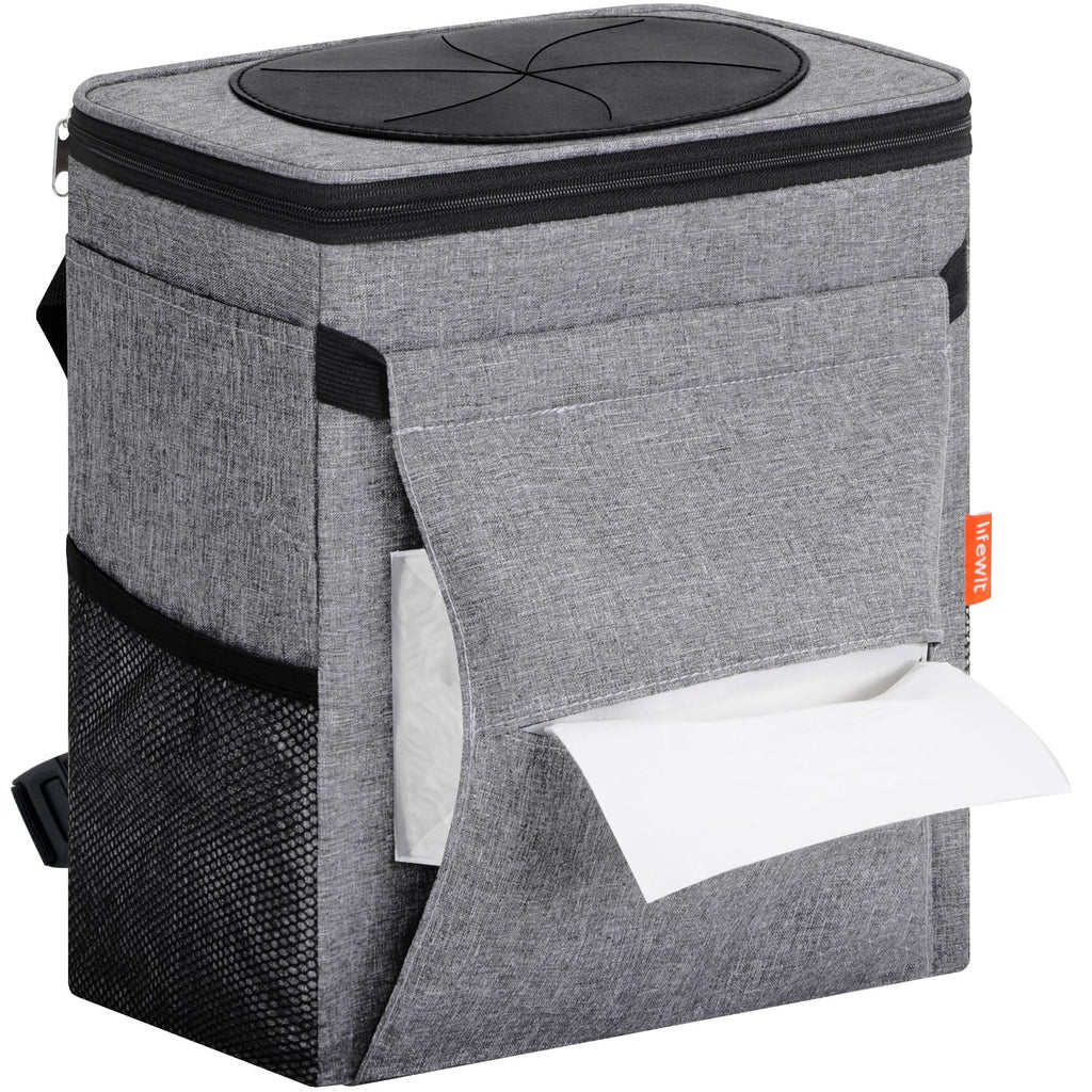 Hanging Car Trash Can with Lid & Garbage Bag Holder