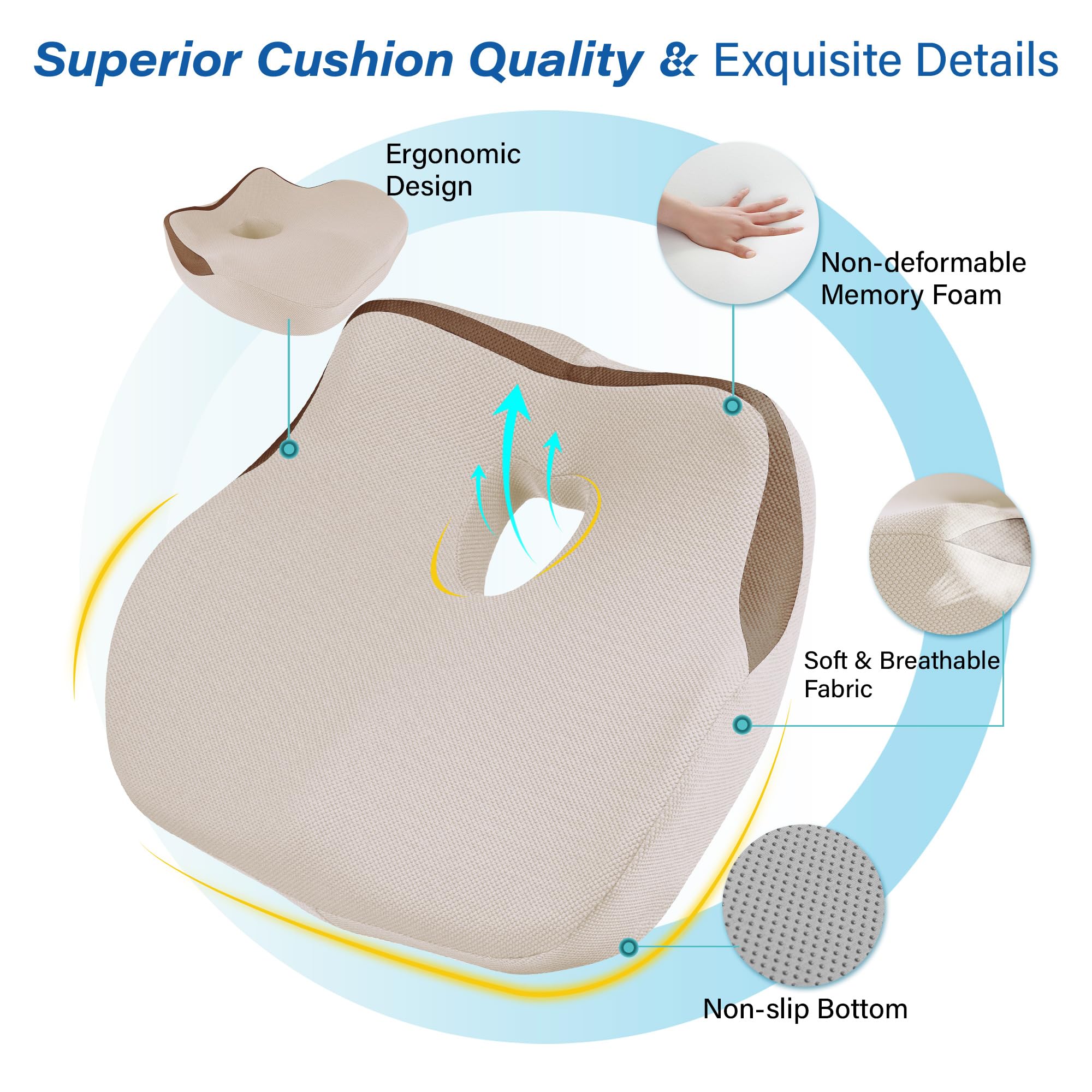 Ergonomic Memory Foam Car Seat Cushion for Long Drives