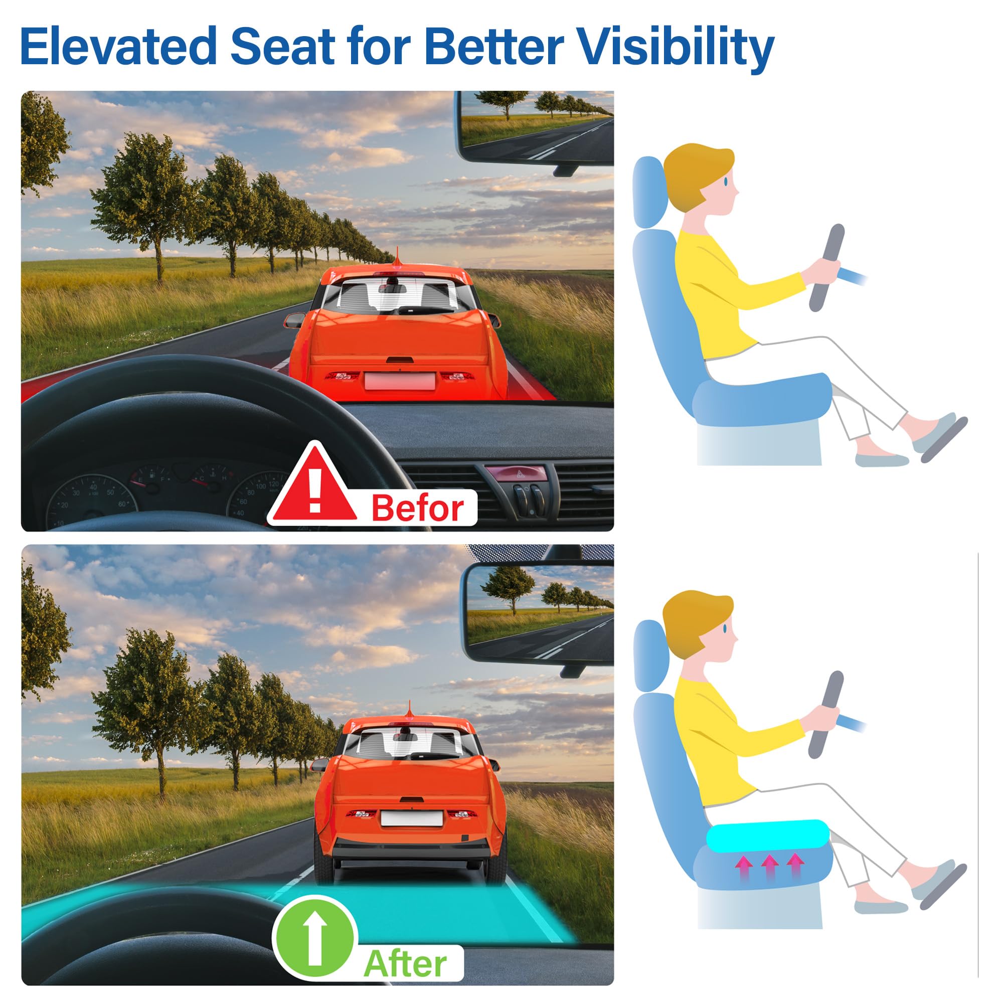 Ergonomic Memory Foam Car Seat Cushion for Long Drives