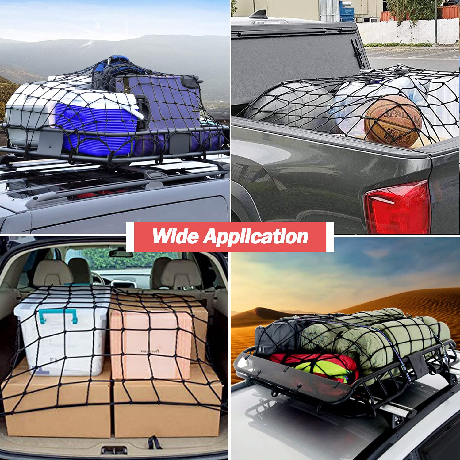 Universal Car Cargo Net for Trunk Storage & Organization