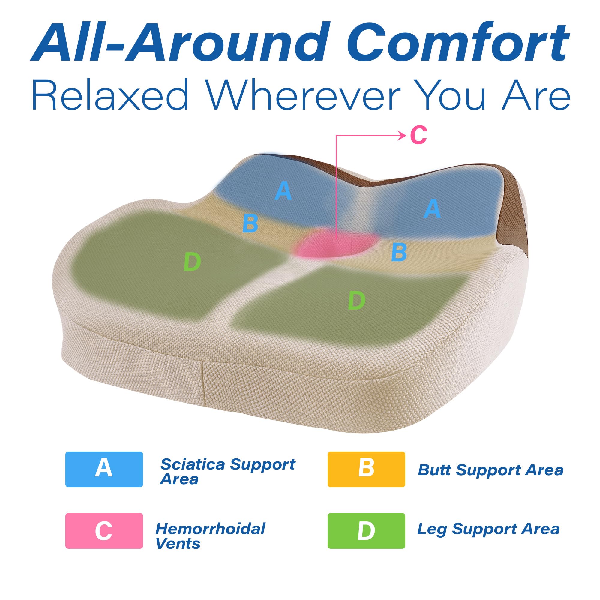 Ergonomic Memory Foam Car Seat Cushion for Long Drives