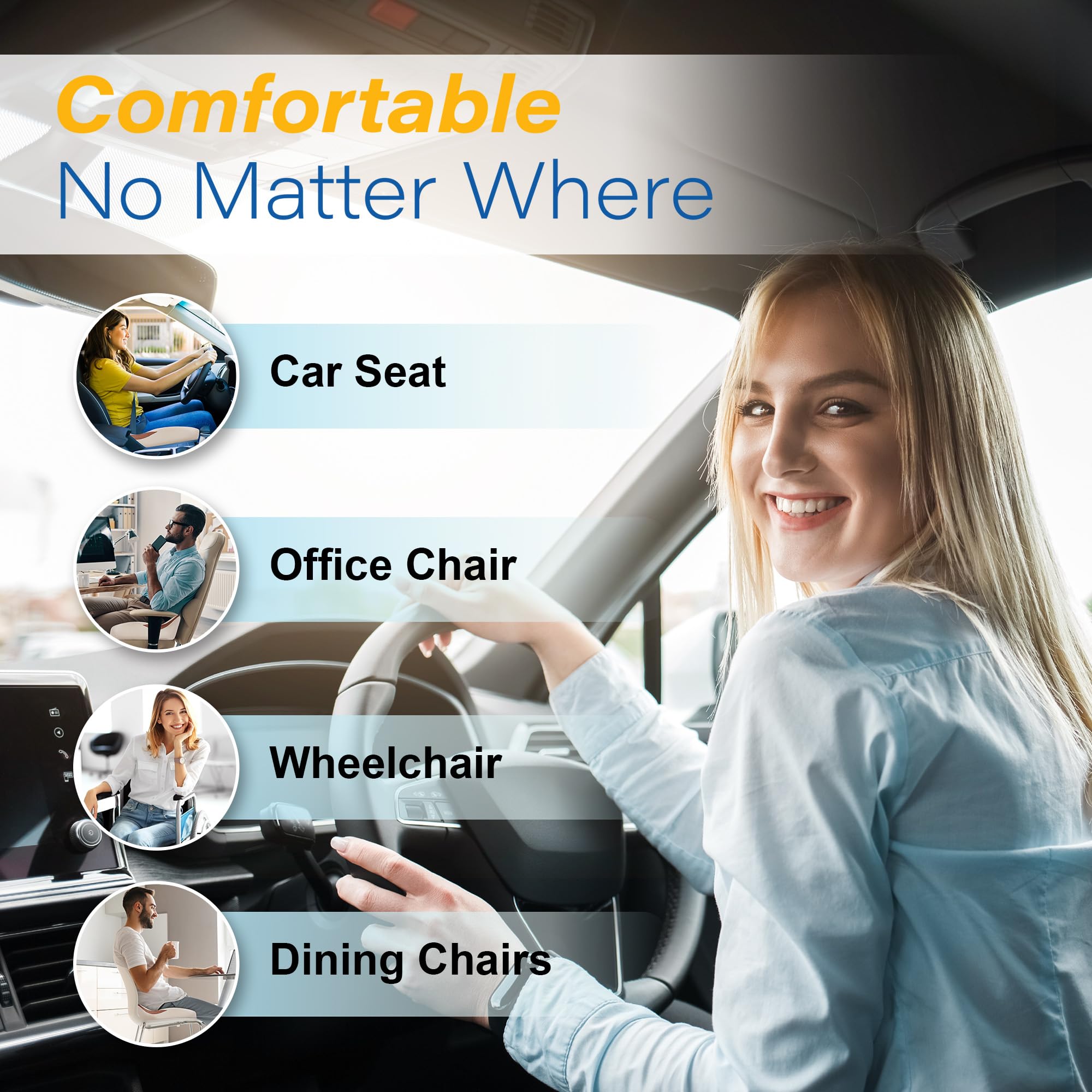 Ergonomic Memory Foam Car Seat Cushion for Long Drives