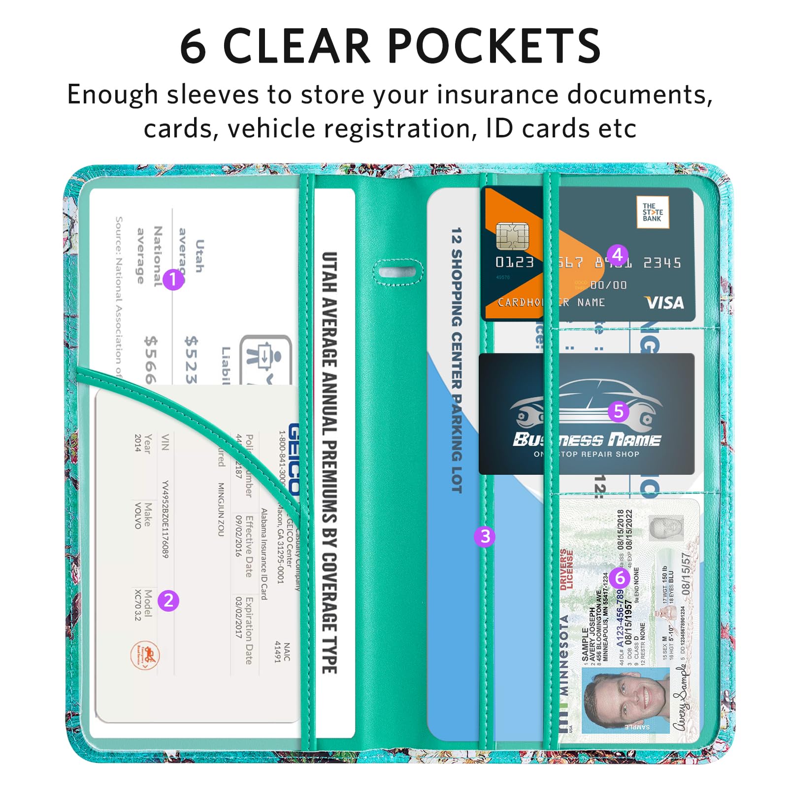 Car Registration & Insurance Holder for Glove Box Storage