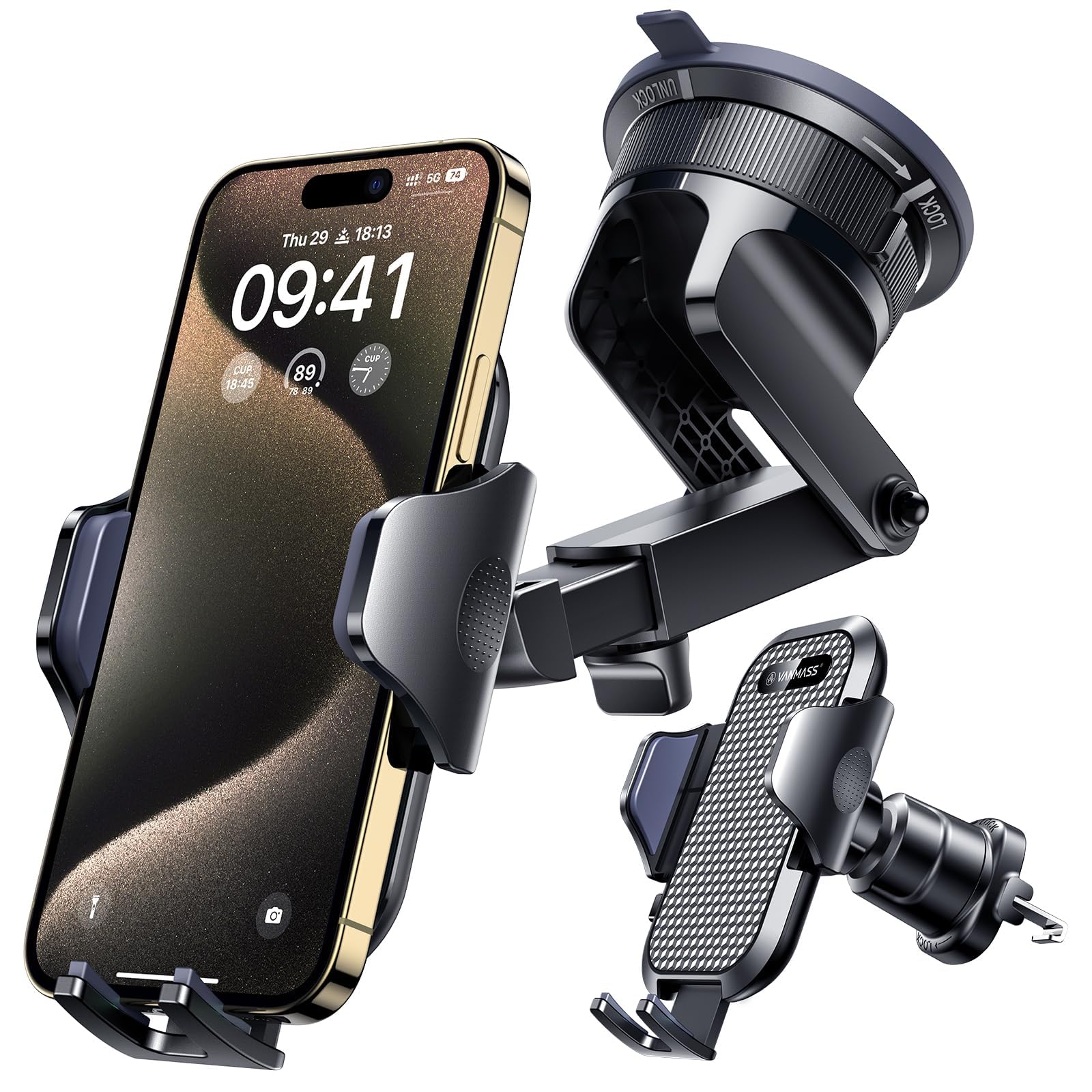 Military-Grade Car Phone Mount for Dashboard, Vent & Windshield
