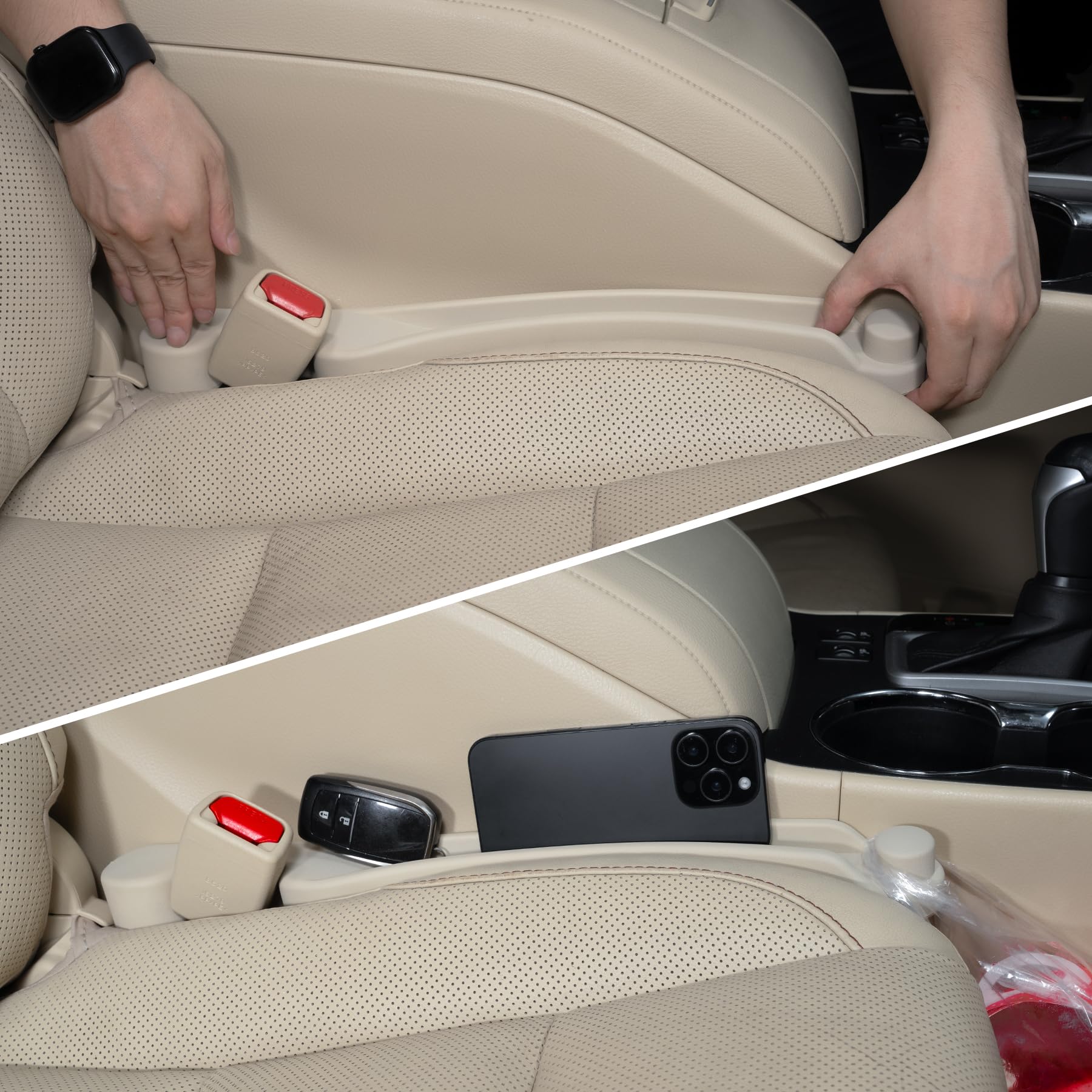 2-Pack 3-in-1 Car Seat Gap Fillers with Organizer & Hook