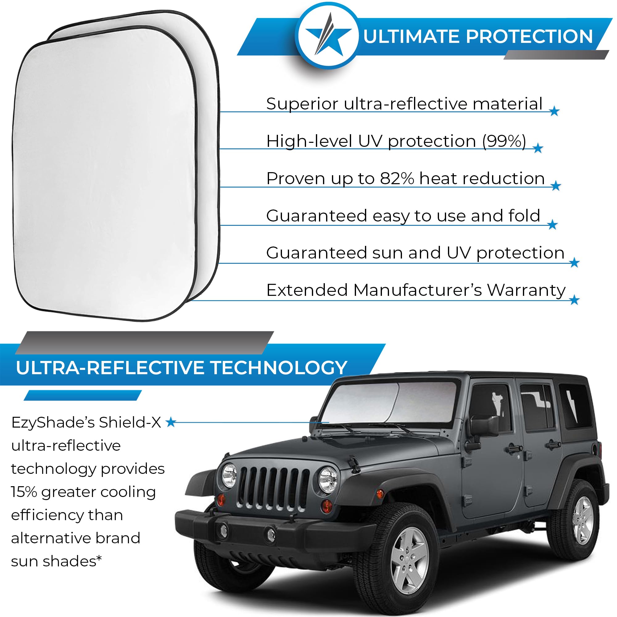 Foldable Reflective Windshield Sun Shade for Cars, SUVs & Trucks