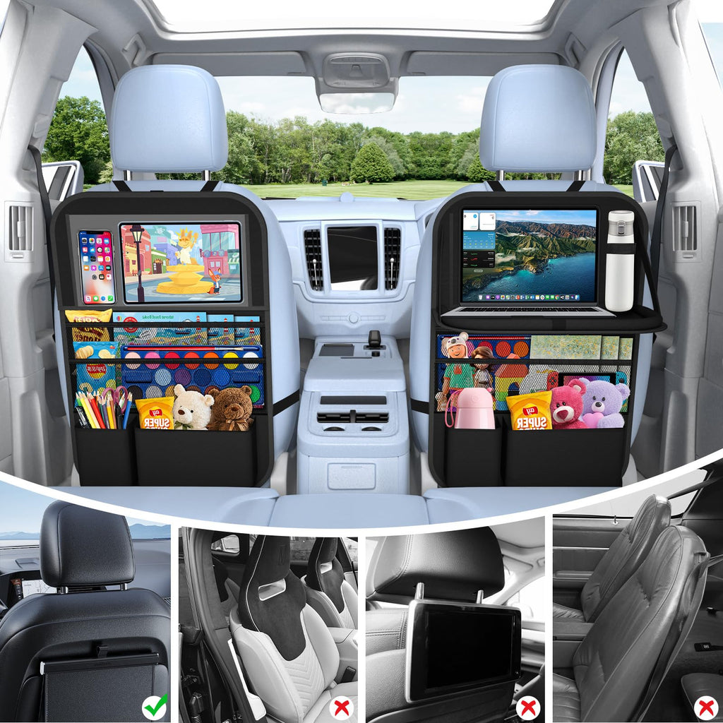 Backseat Car Organizer with Storage Pockets & Kick Mat