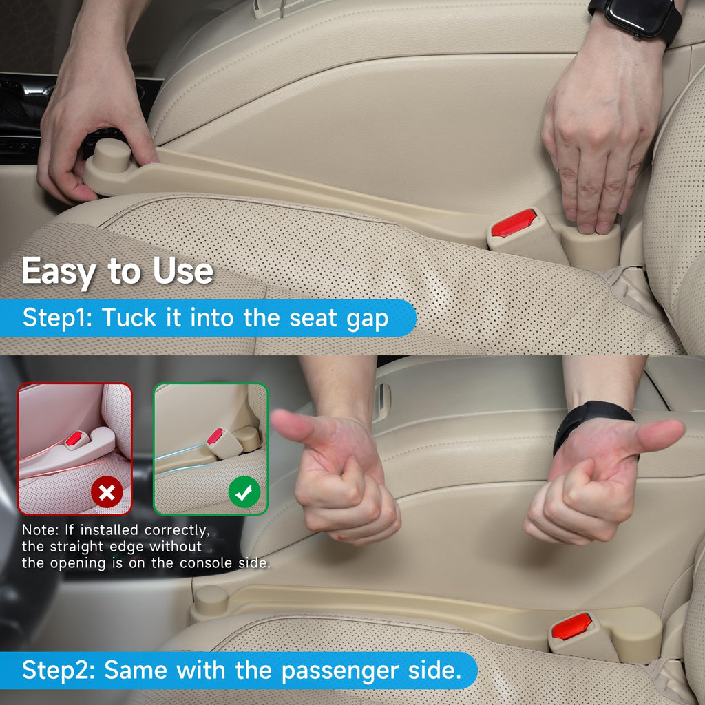 2-Pack 3-in-1 Car Seat Gap Fillers with Organizer & Hook