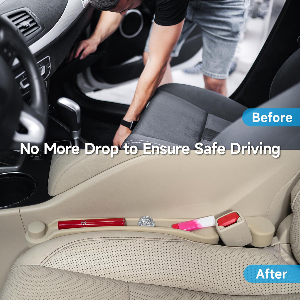 2-Pack 3-in-1 Car Seat Gap Fillers with Organizer & Hook