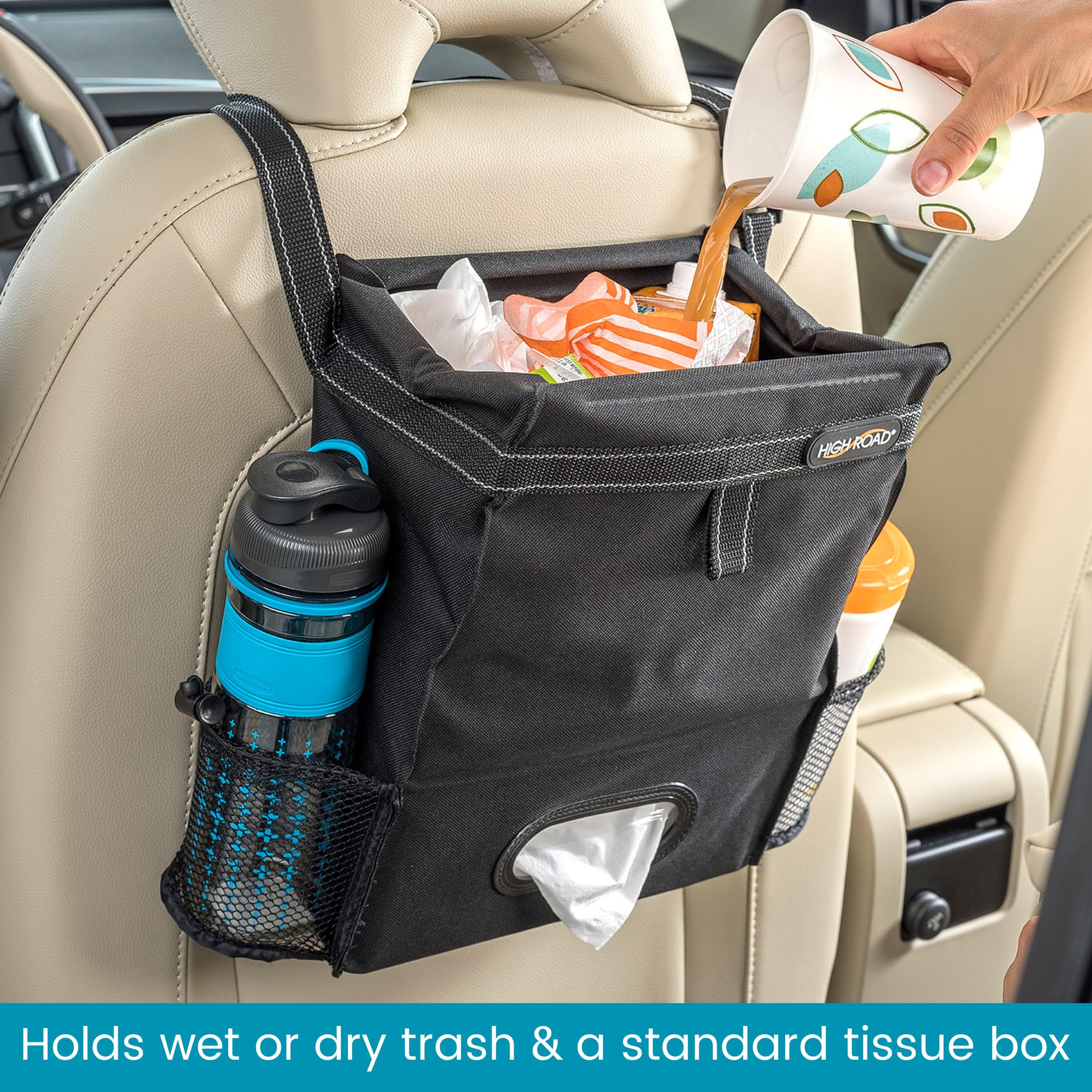 2-Gallon Car Organizer with Trash Bin & Tissue Holder